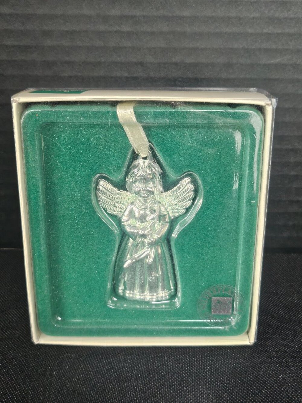 Russ Silver Plated Ornament. Victorian Grace Angel, 3" Tall Original Box